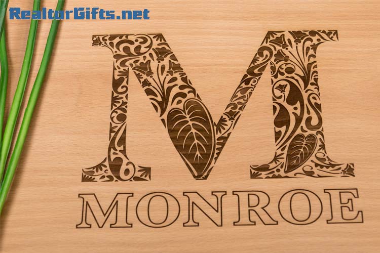 Floral Monogram Cutting Board M21